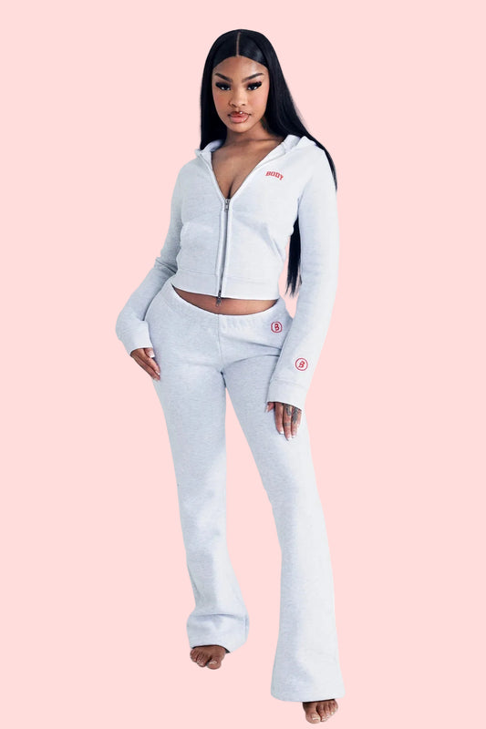 THE BACKSHOT ZIP TRACKSUIT (HEATHER GRAY/RED)