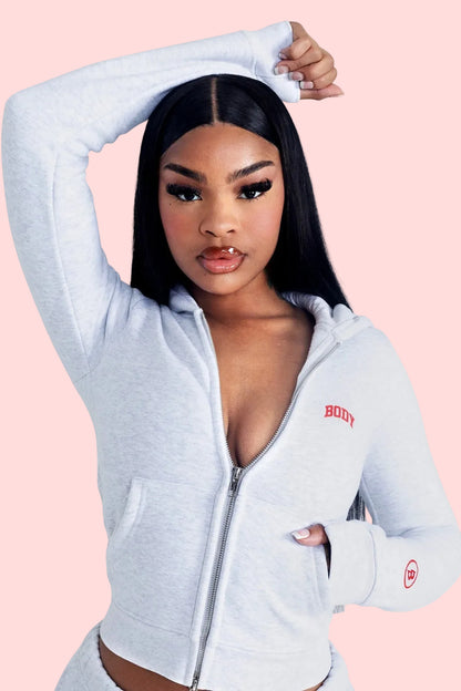 THE BACKSHOT ZIP TRACKSUIT (HEATHER GRAY/RED)