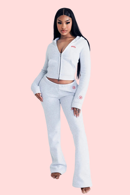 THE BACKSHOT ZIP TRACKSUIT (HEATHER GRAY/RED)